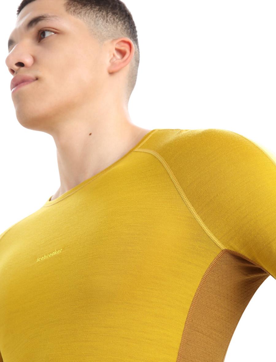 Silent Gold / Clove Icebreaker 200 ZoneKnit™ Merino Long Sleeve Crewe Men's Base Layers | AU 1326HAPK